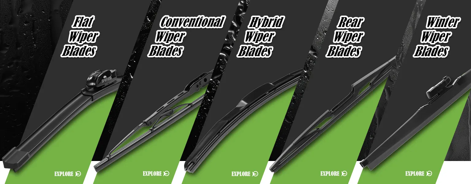 flat, hybrid and rear windshield wiper blades