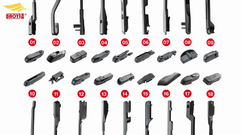 Different wiper blade adapter types for automotive applications